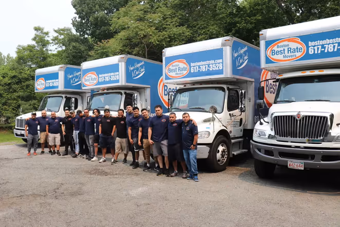 Boston movers — Boston Best Rate Movers crew and truck banner